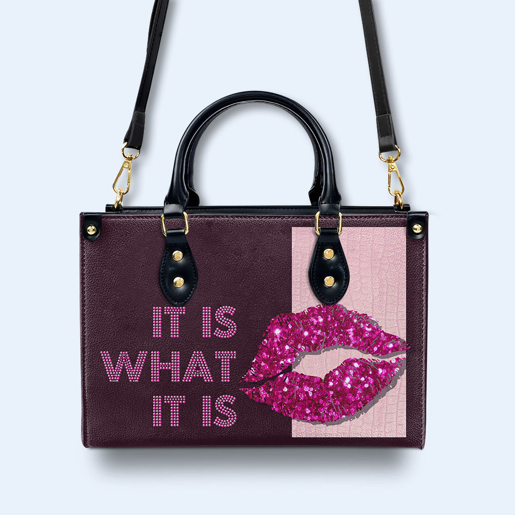 Es lo que es - Rosa - Bolso de mano de cuero personalizado - DB42