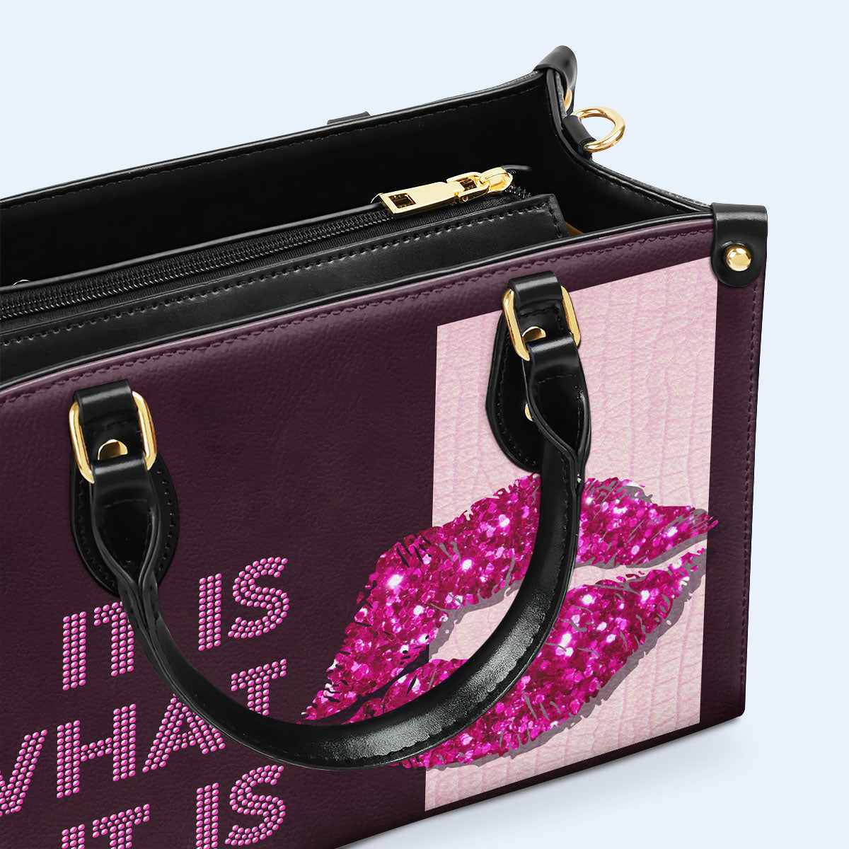 Es lo que es - Rosa - Bolso de mano de cuero personalizado - DB42