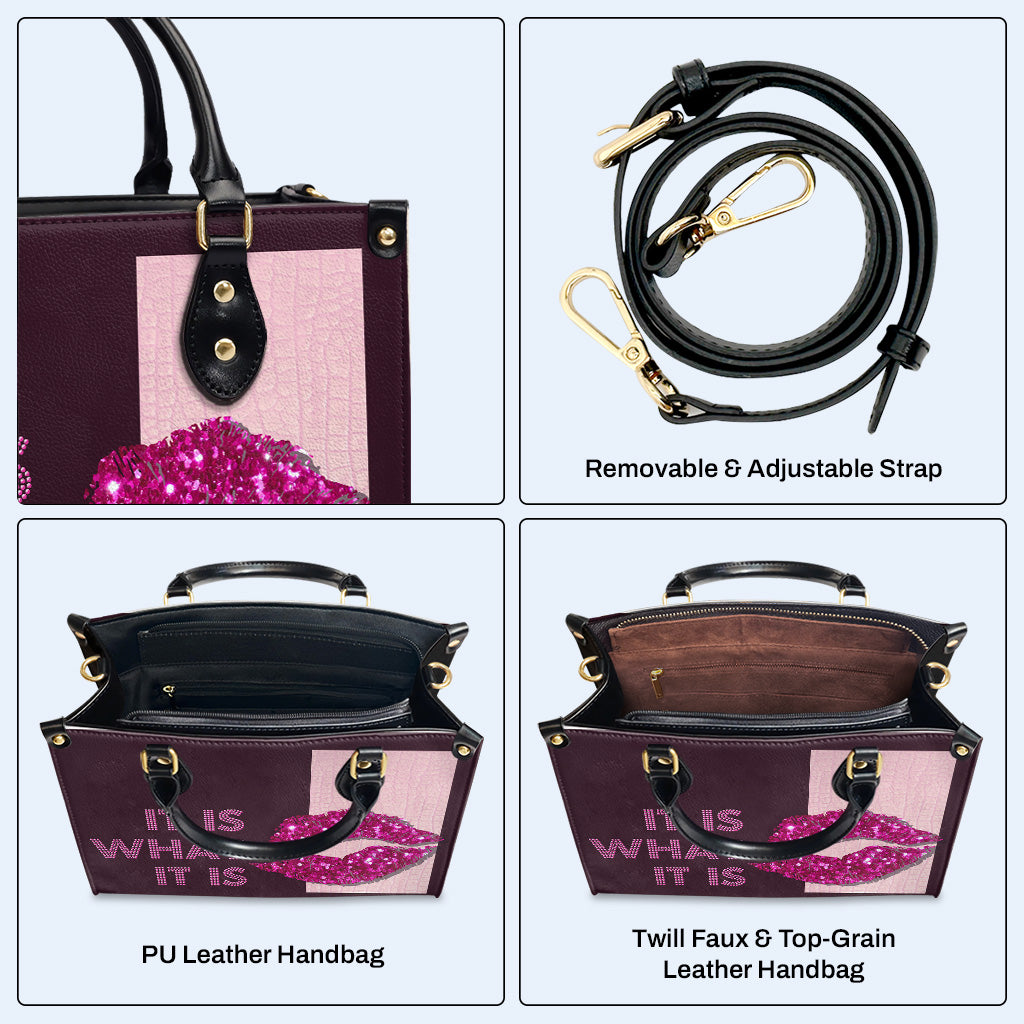 Es lo que es - Rosa - Bolso de mano de cuero personalizado - DB42