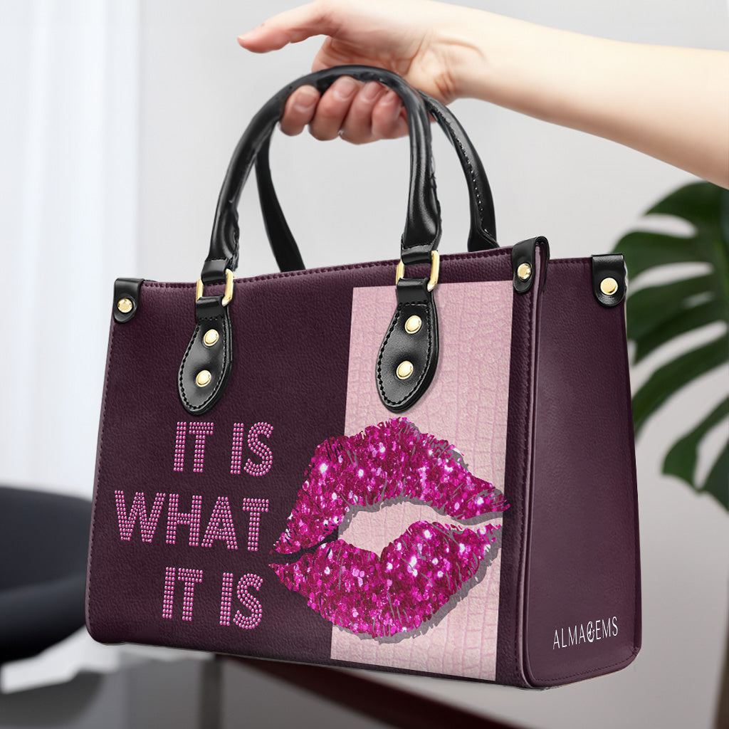 Es lo que es - Rosa - Bolso de mano de cuero personalizado - DB42