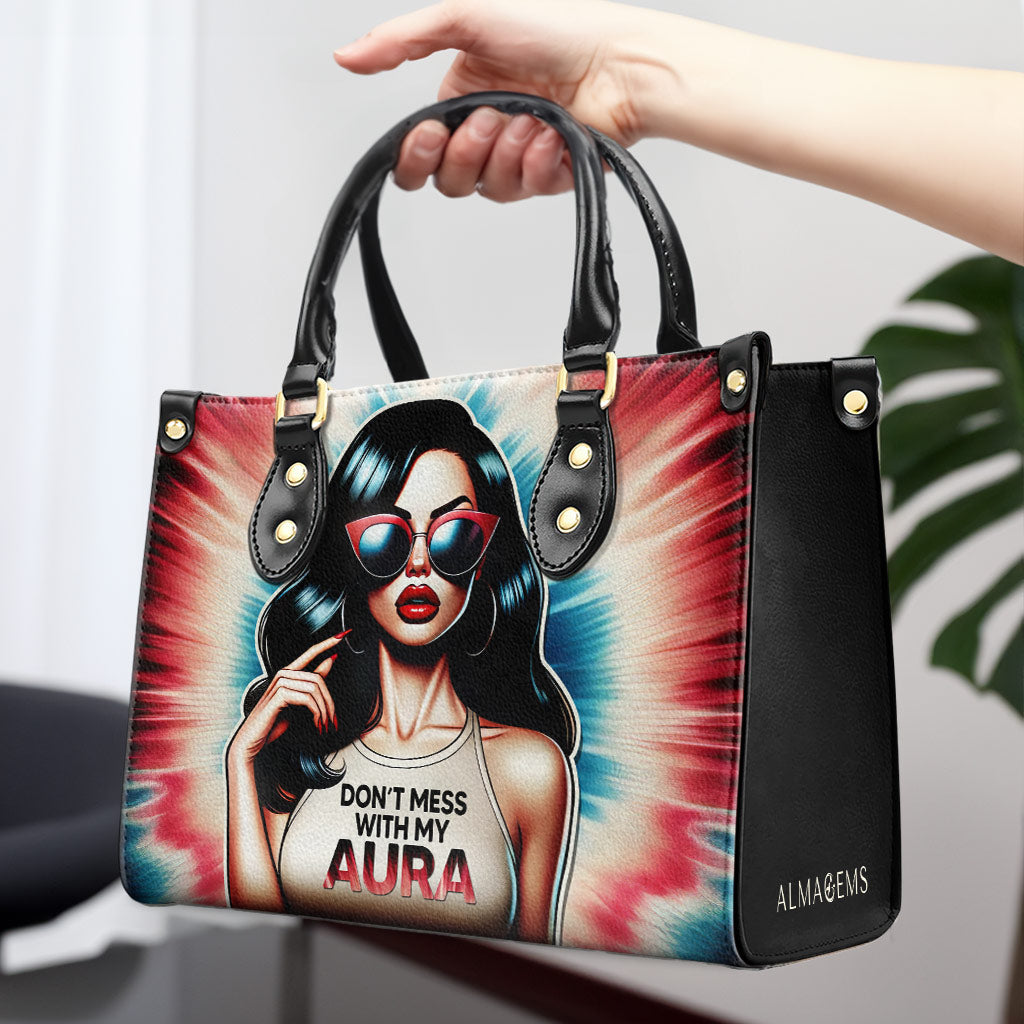 Ne touchez pas à mon aura ! Sac à main en cuir personnalisé - DB54