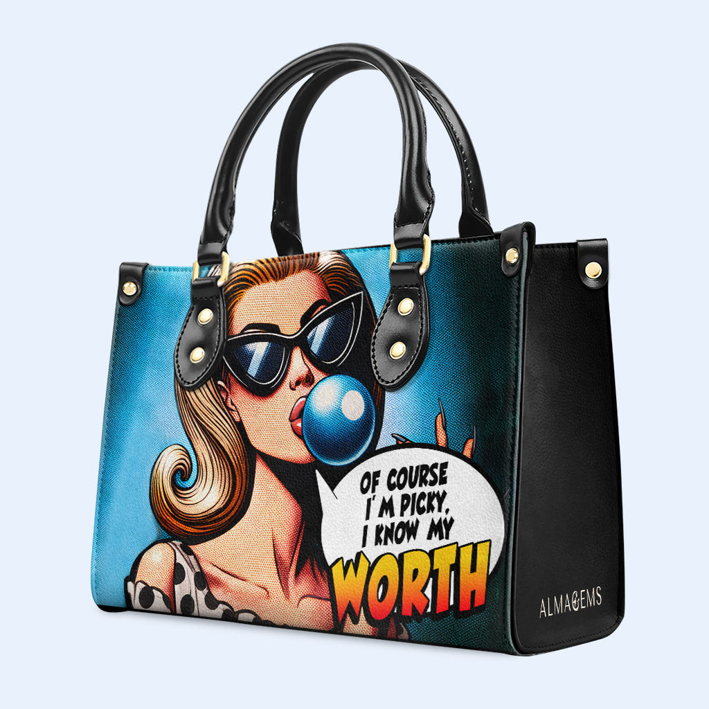 Conoce mi valor - Bolso de mano de cuero personalizado - DB58