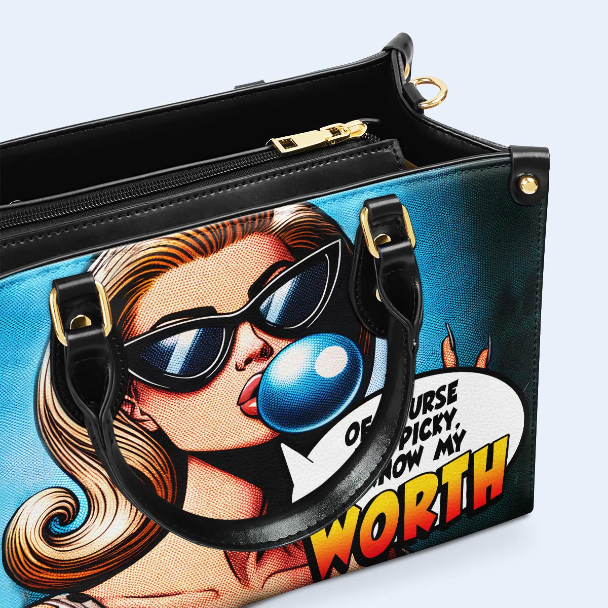 Conoce mi valor - Bolso de mano de cuero personalizado - DB58