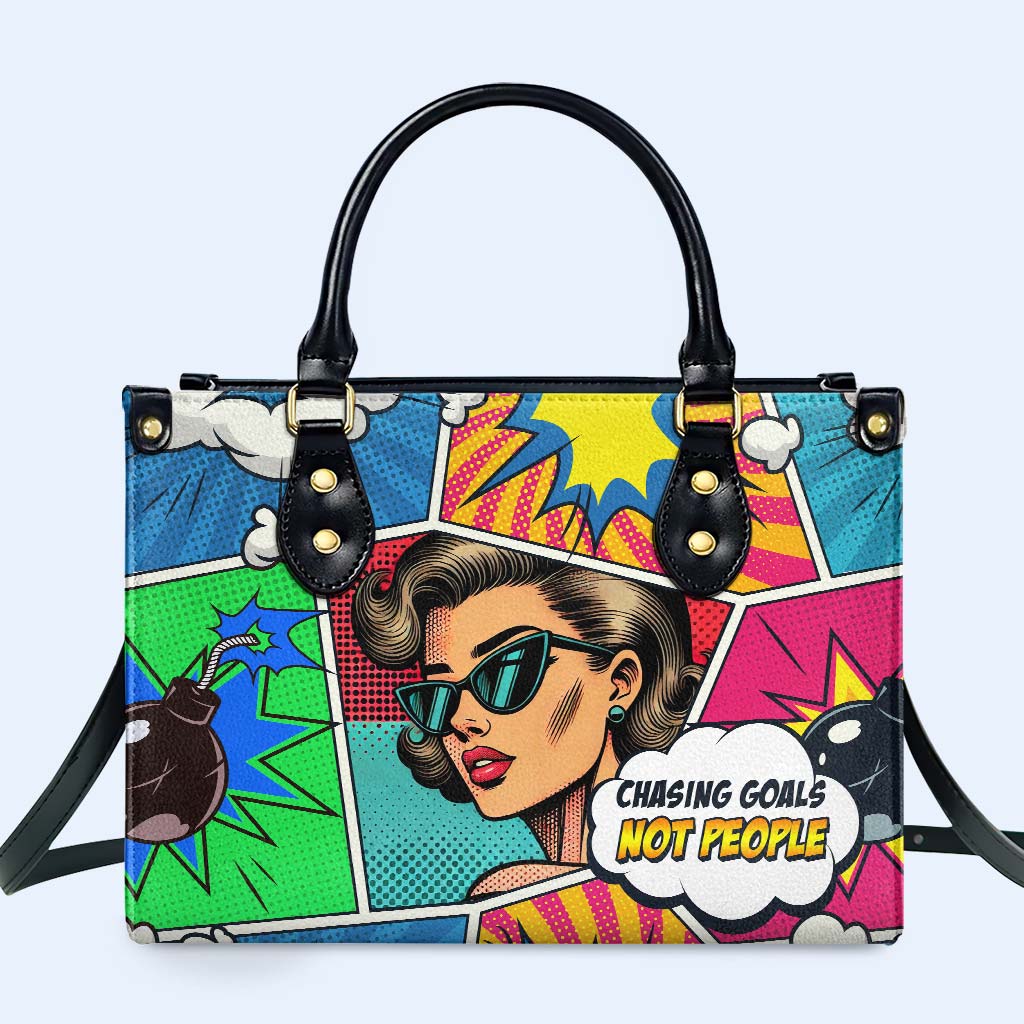 À la poursuite d'objectifs, pas de personnes - Sac à main en cuir personnalisé - DB81