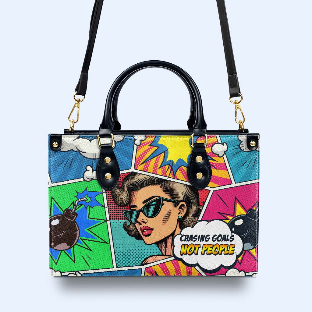 À la poursuite d'objectifs, pas de personnes - Sac à main en cuir personnalisé - DB81