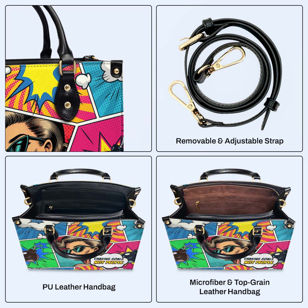 À la poursuite d'objectifs, pas de personnes - Sac à main en cuir personnalisé - DB81