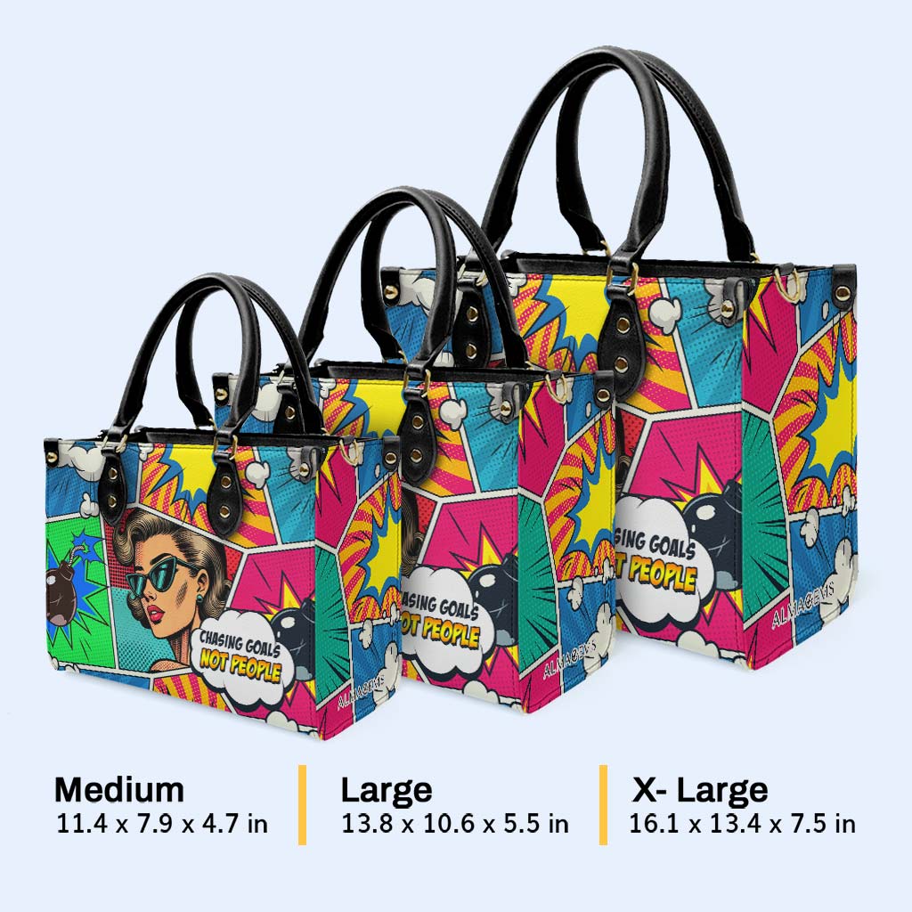 À la poursuite d'objectifs, pas de personnes - Sac à main en cuir personnalisé - DB81