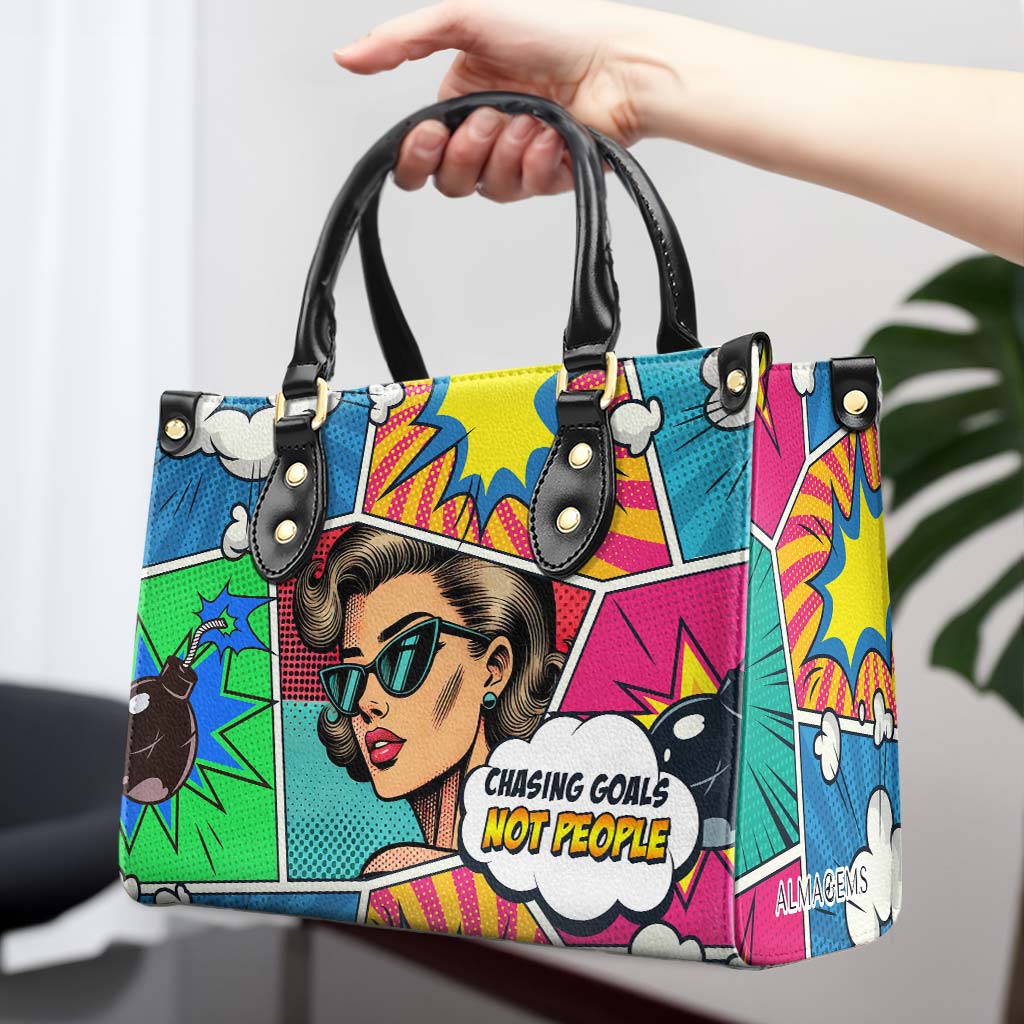 À la poursuite d'objectifs, pas de personnes - Sac à main en cuir personnalisé - DB81