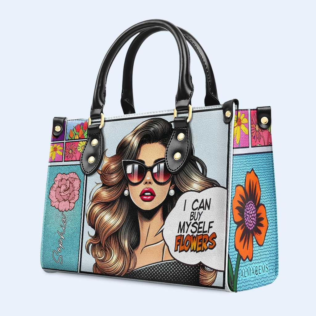 Je peux m'acheter des fleurs - Sac à main en cuir personnalisé spécial - DG022_HB