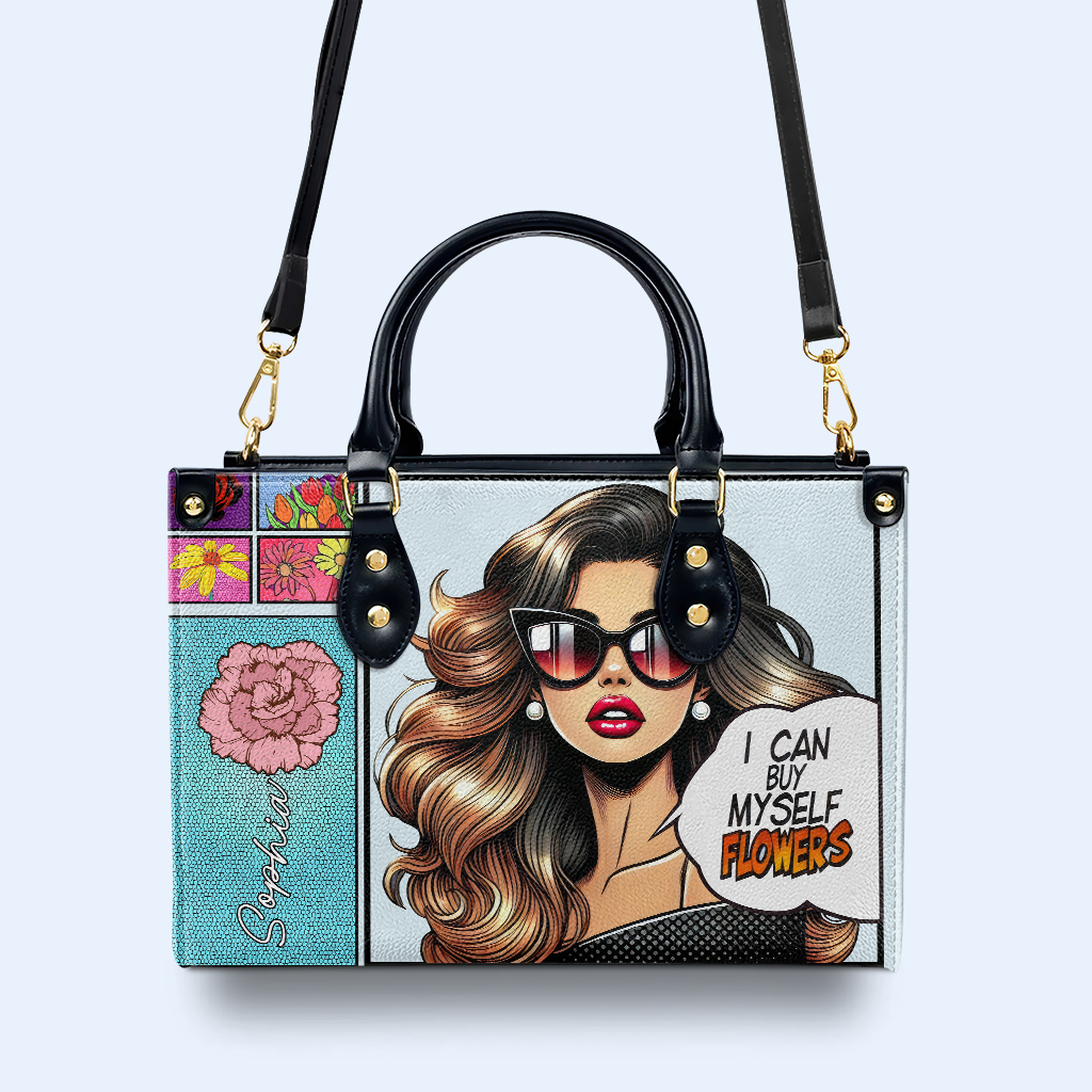 Je peux m'acheter des fleurs - Sac à main en cuir personnalisé spécial - DG022_HB