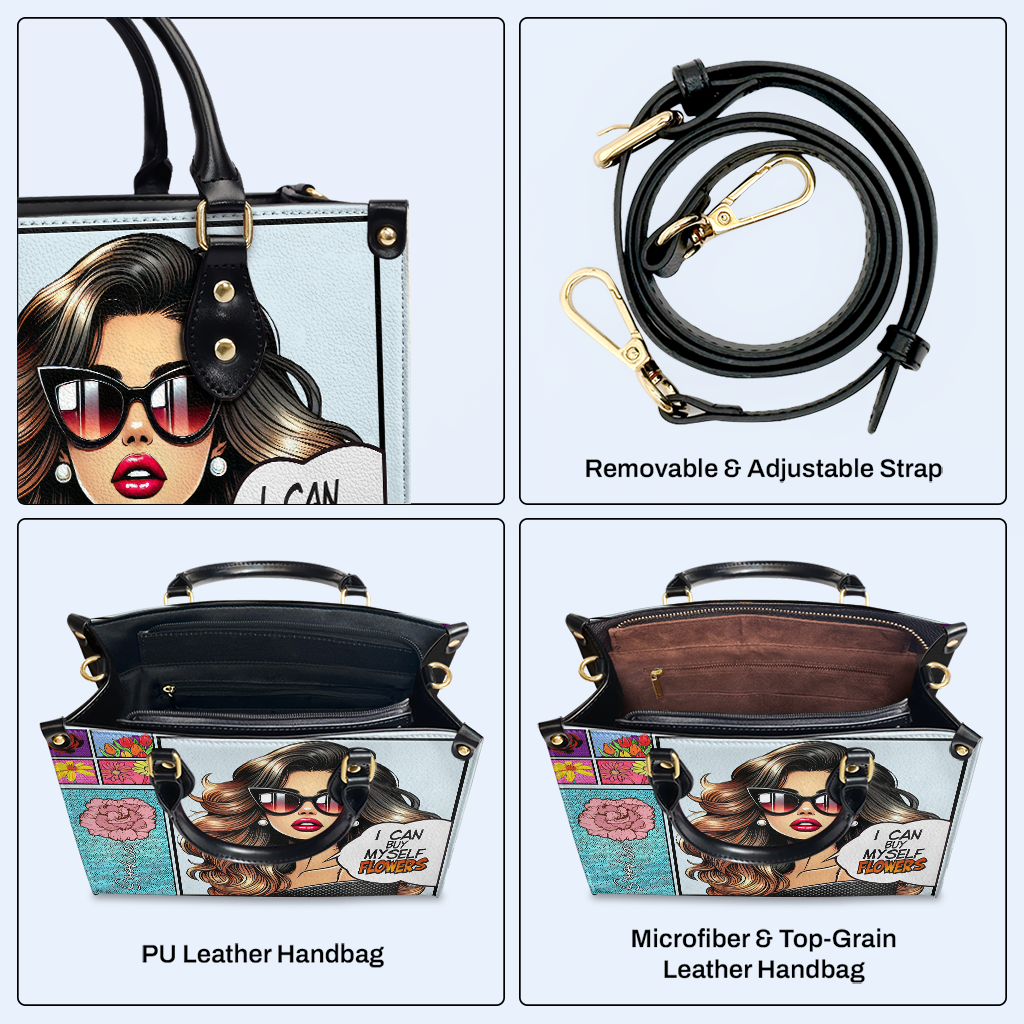 Je peux m'acheter des fleurs - Sac à main en cuir personnalisé spécial - DG022_HB