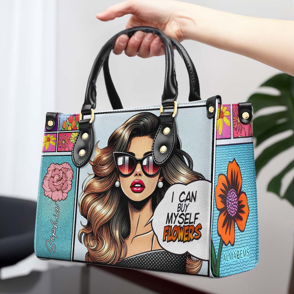 Je peux m'acheter des fleurs - Sac à main en cuir personnalisé spécial - DG022_HB