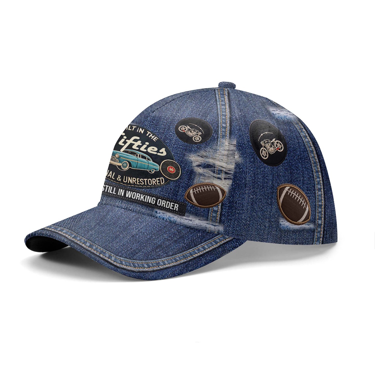 Gorra de béisbol personalizada con estampado completo, fabricada en el original, sin restaurar, con algunas piezas aún en su interior - DG025_BAC