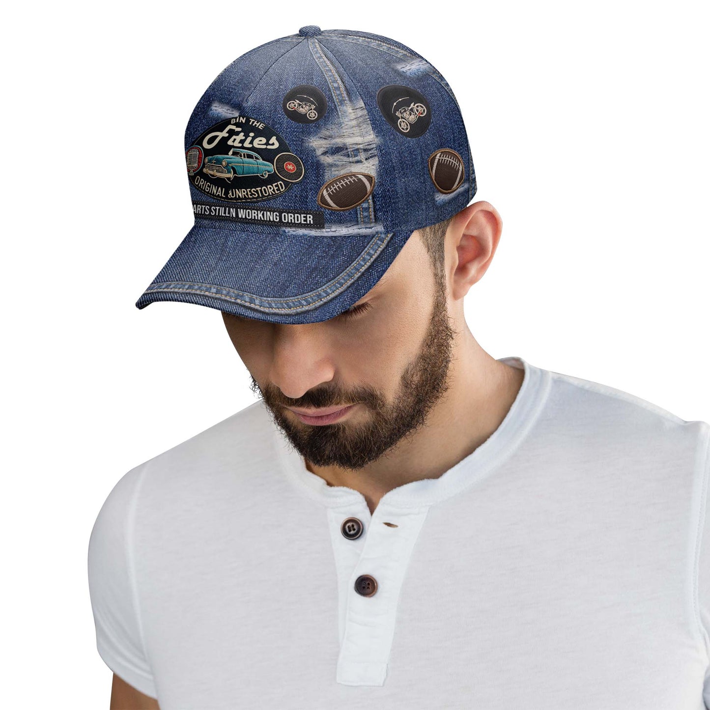 Gorra de béisbol personalizada con estampado completo, fabricada en el original, sin restaurar, con algunas piezas aún en su interior - DG025_BAC