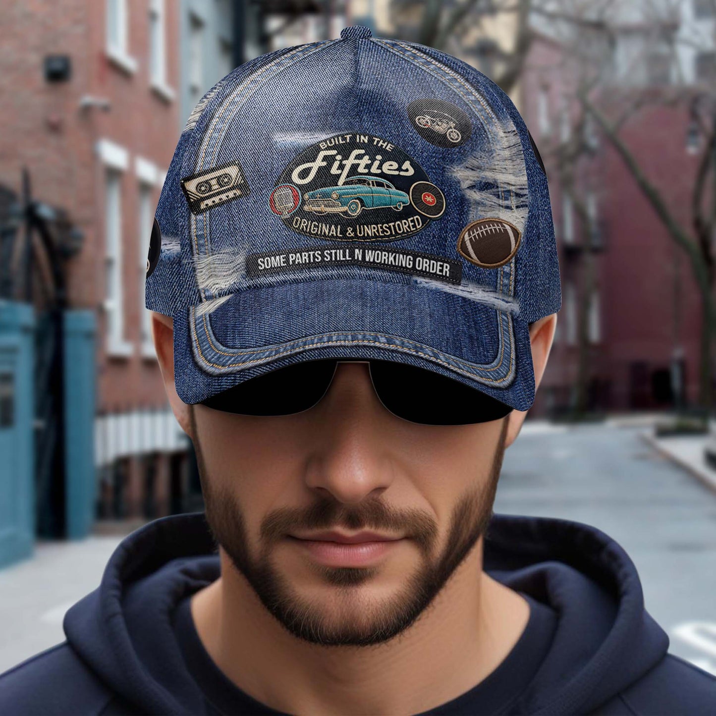 Gorra de béisbol personalizada con estampado completo, fabricada en el original, sin restaurar, con algunas piezas aún en su interior - DG025_BAC