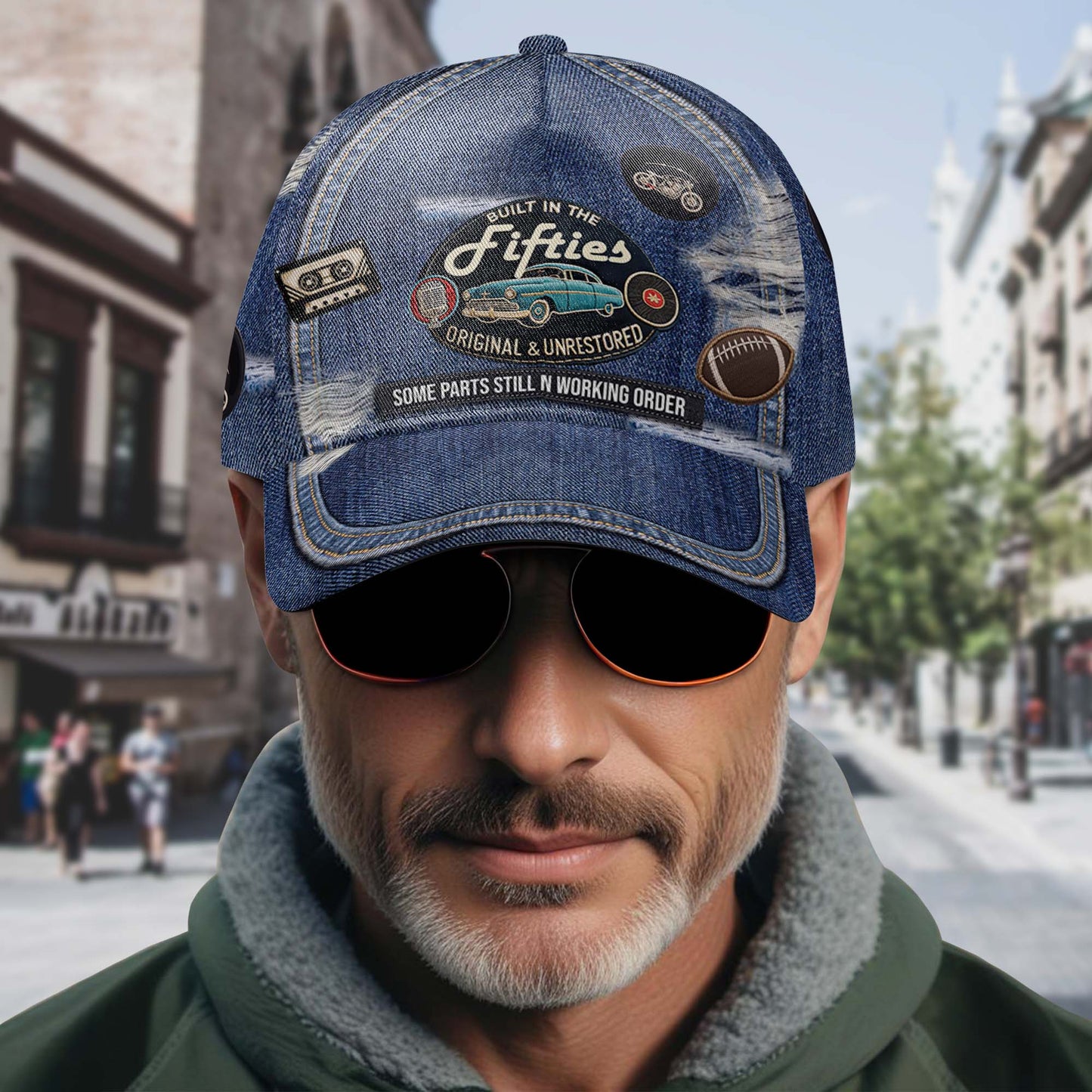 Gorra de béisbol personalizada con estampado completo, fabricada en el original, sin restaurar, con algunas piezas aún en su interior - DG025_BAC