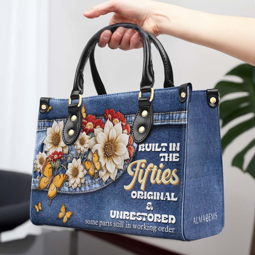 Sac à main en cuir personnalisé, d'origine non restaurée, avec quelques pièces encore présentes - DG025_HB