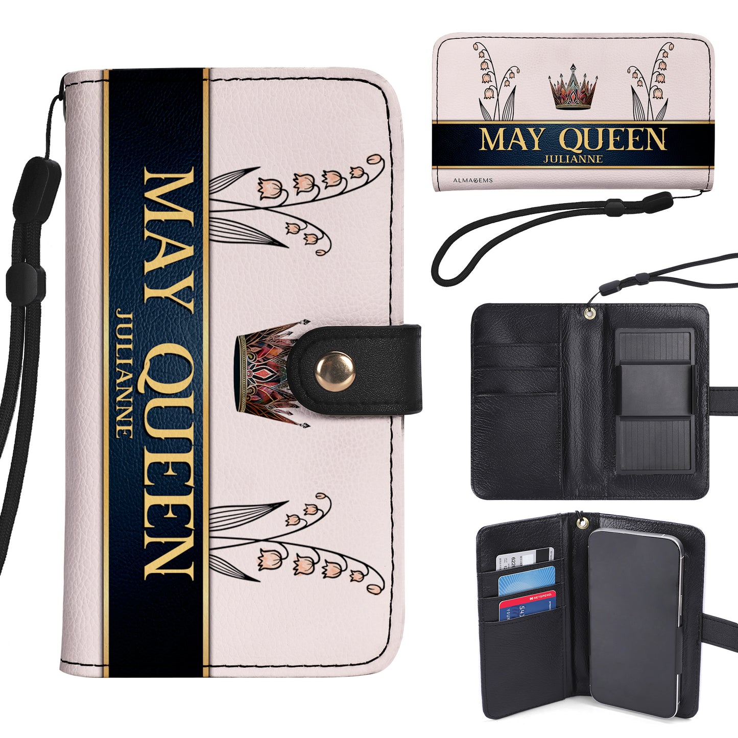 Birth Month Flower - Personalized Custom Phone Leather Wallet - DG026_PW