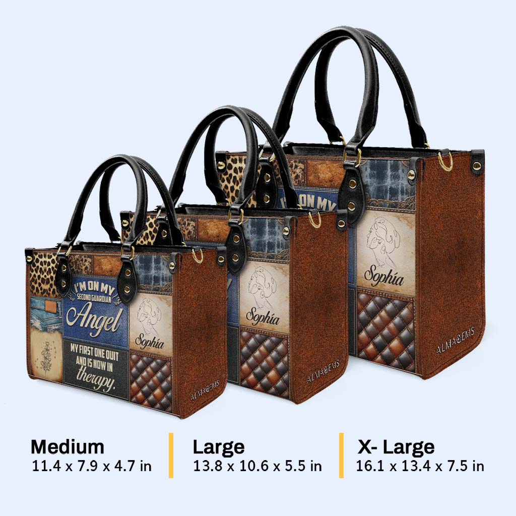 Je suis sur mon deuxième ange gardien - Sac à main en cuir personnalisé - DG033_HB