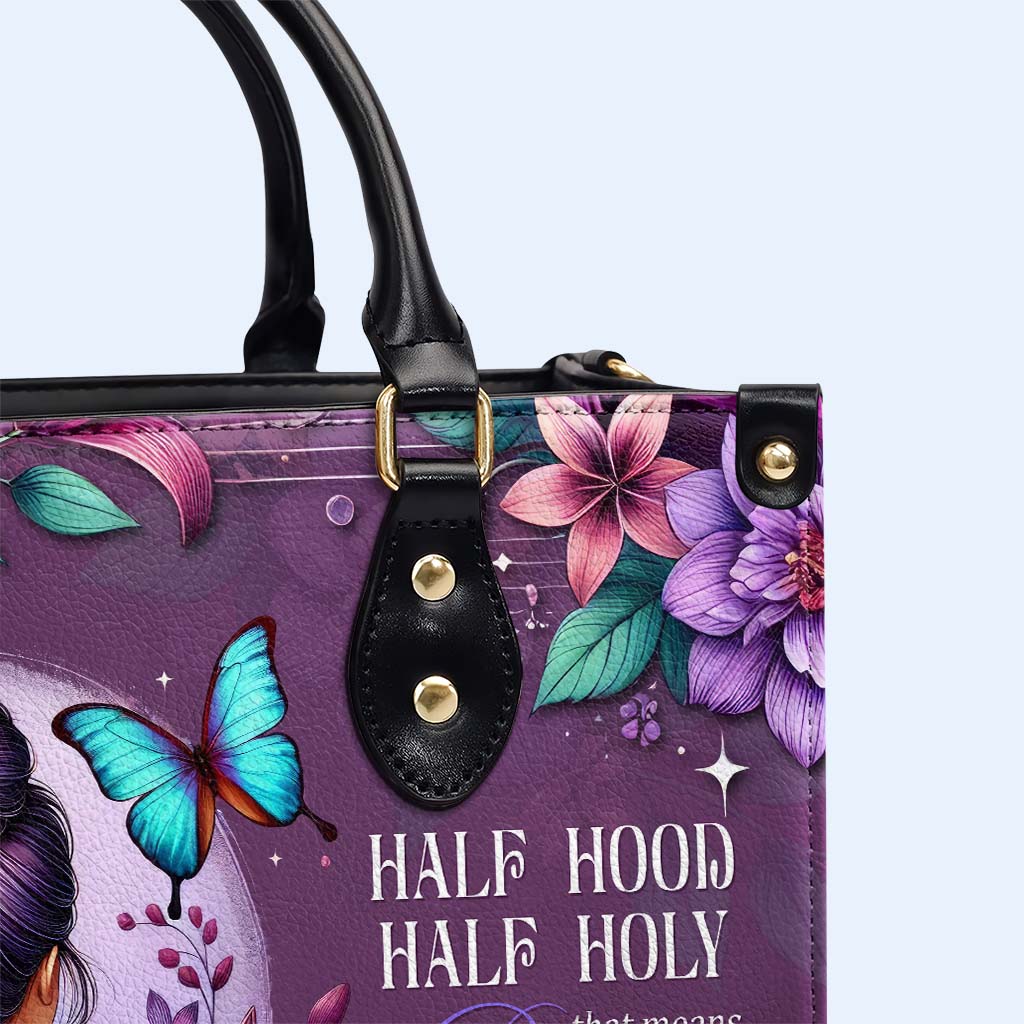 Moitié capuche, moitié saint, cela signifie « Priez avec moi, ne jouez pas avec moi » - Sac à main en cuir personnalisé - DG042_HB