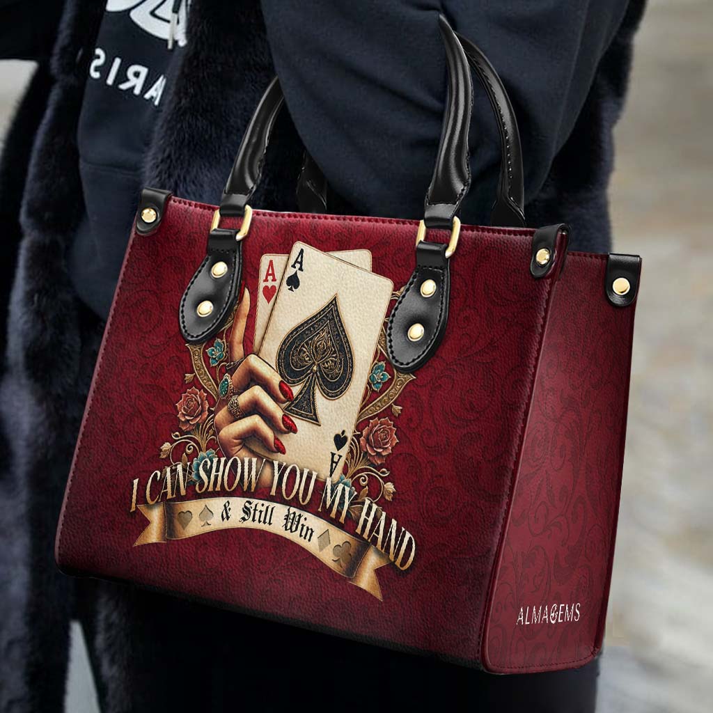Puedo mostrarte mi mano y aún así ganar - Bolso de cuero personalizado - DG043_HB