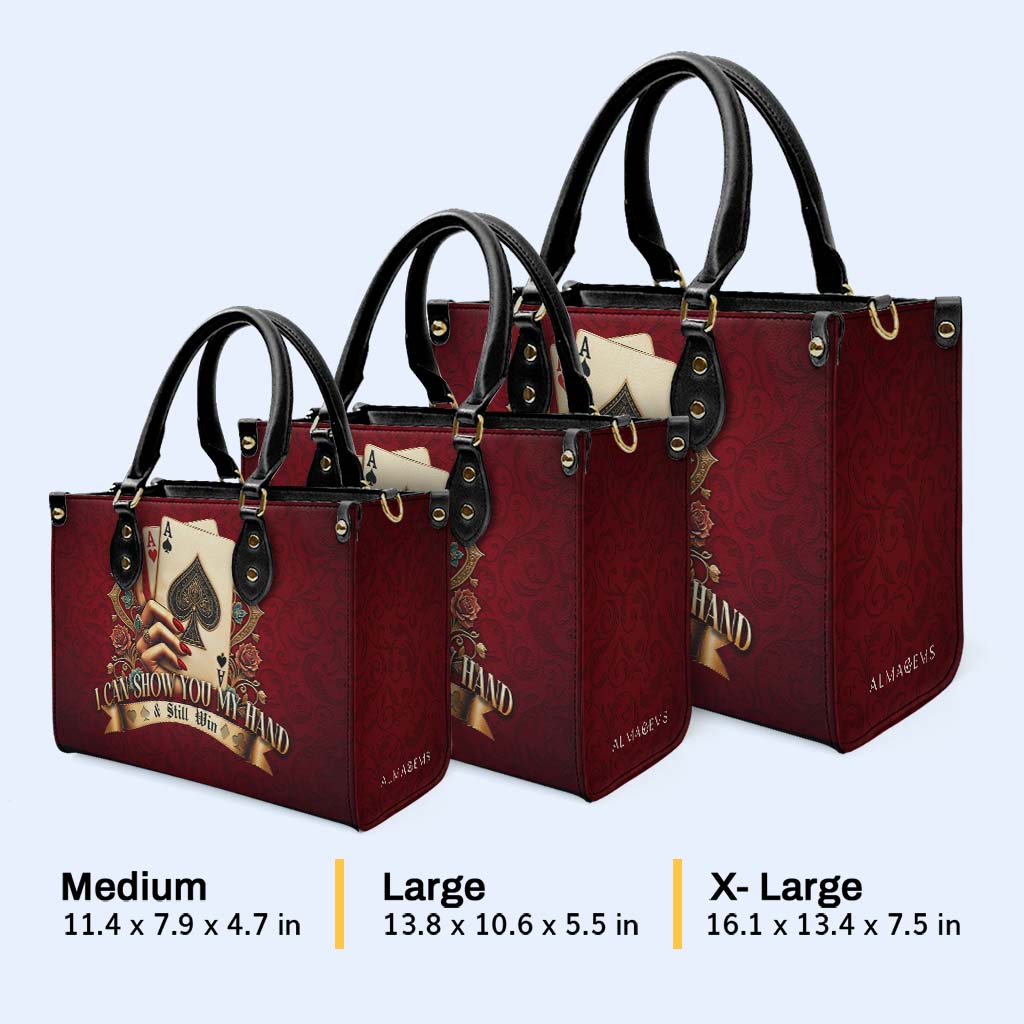 Puedo mostrarte mi mano y aún así ganar - Bolso de cuero personalizado - DG043_HB
