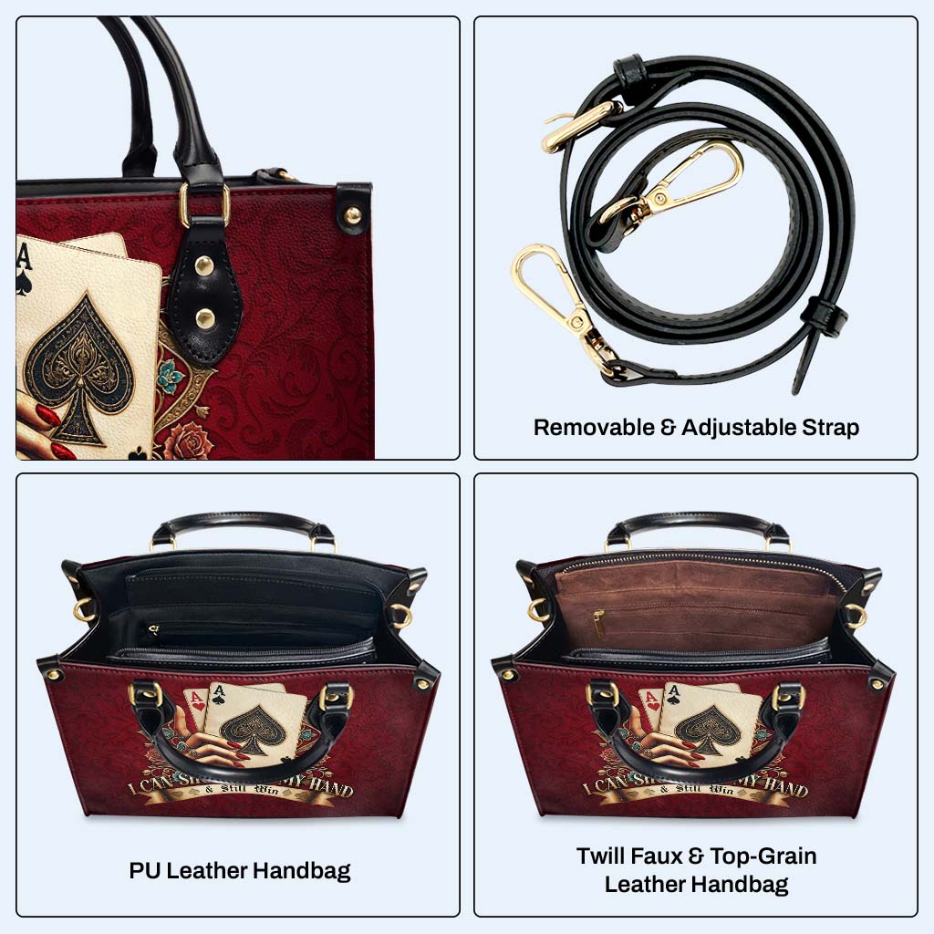 Puedo mostrarte mi mano y aún así ganar - Bolso de cuero personalizado - DG043_HB