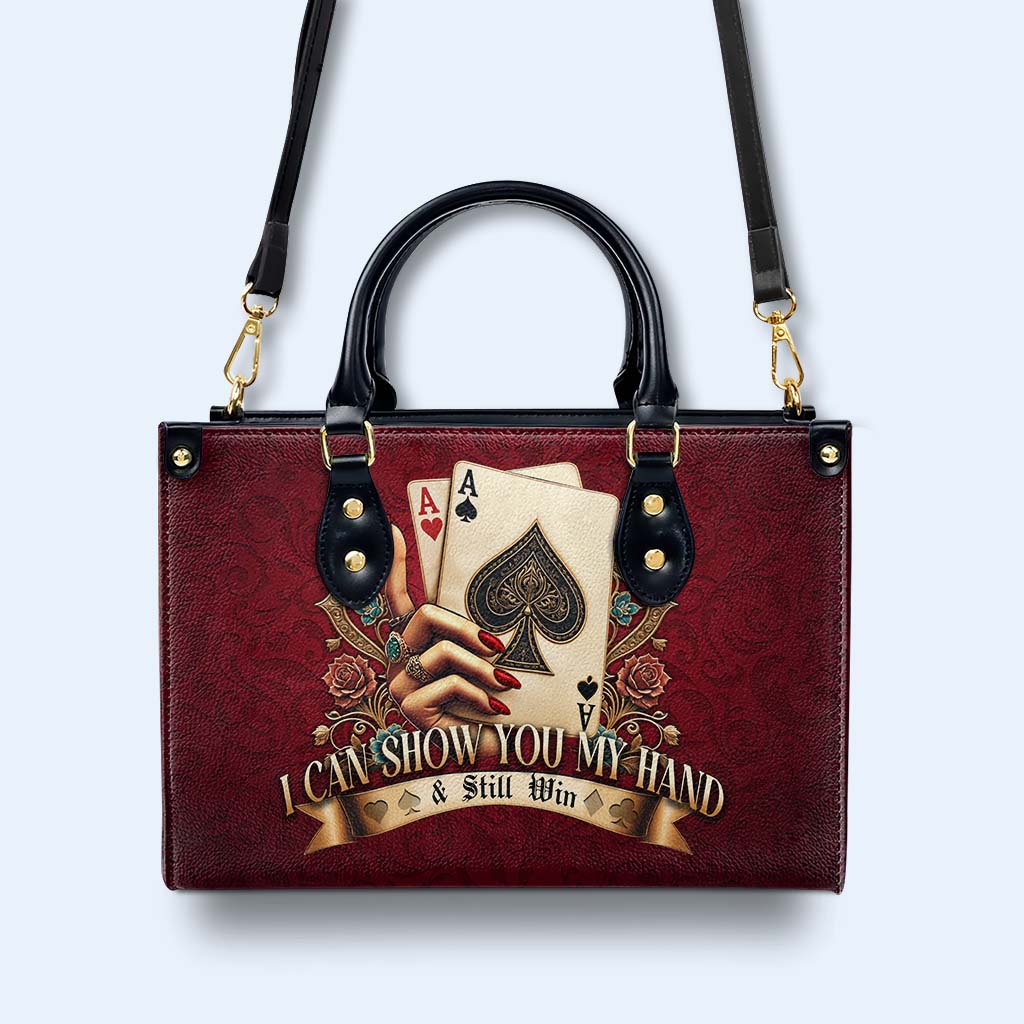 Puedo mostrarte mi mano y aún así ganar - Bolso de cuero personalizado - DG043_HB