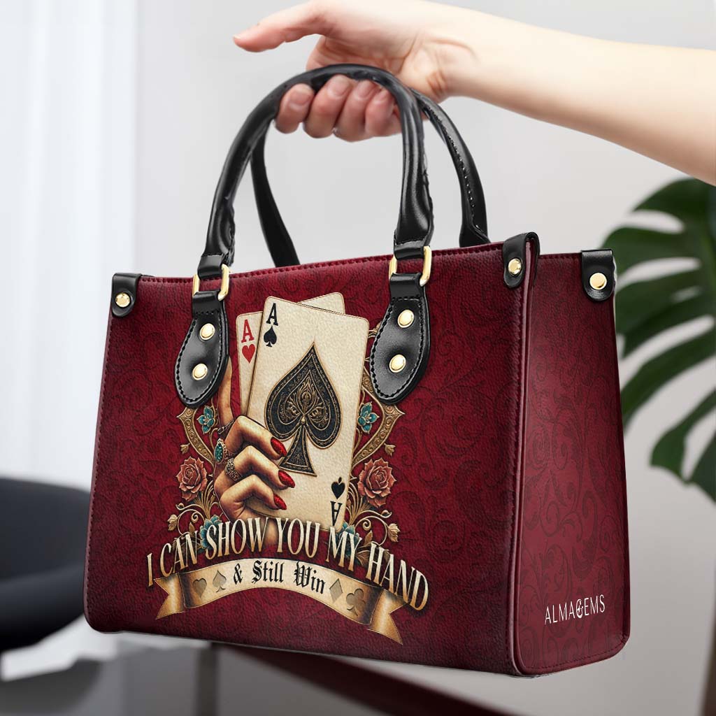 Puedo mostrarte mi mano y aún así ganar - Bolso de cuero personalizado - DG043_HB