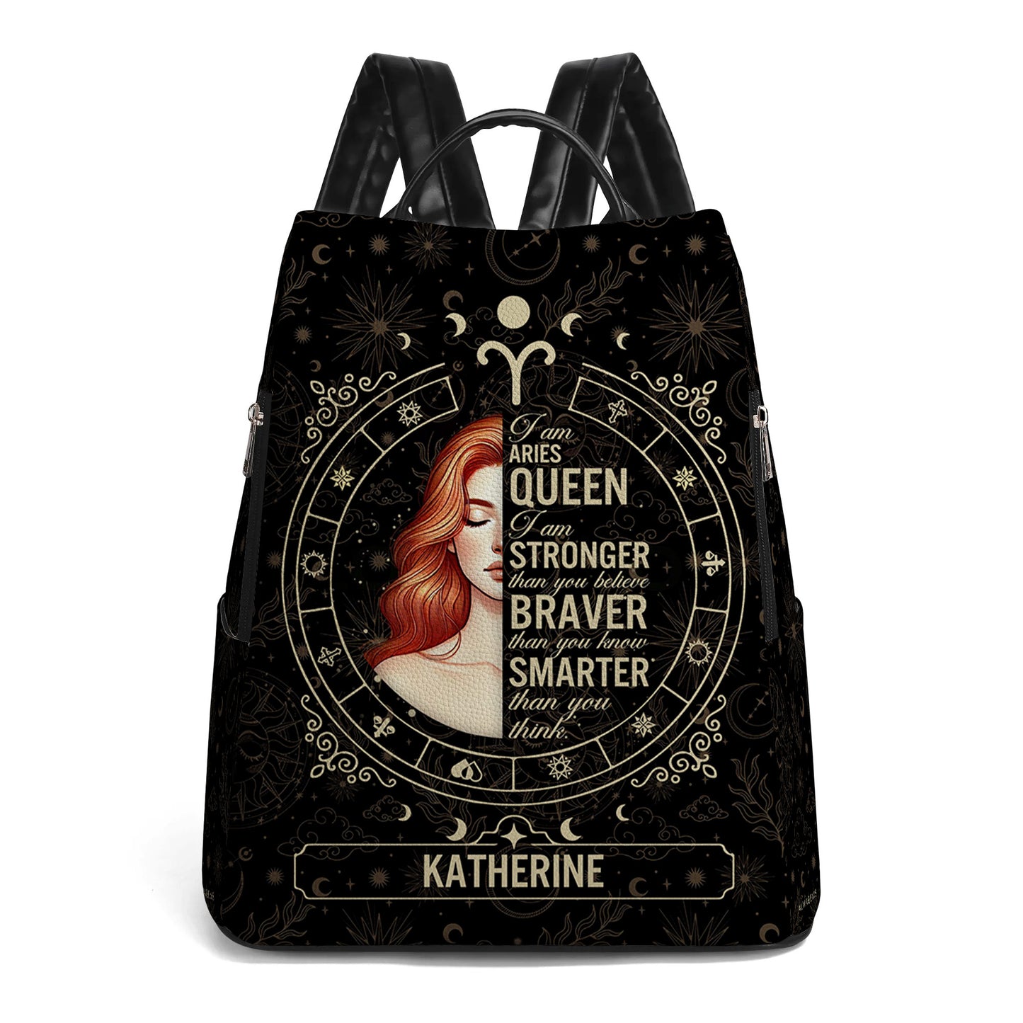 Mochila de cuero personalizada de la Reina del Zodíaco - DG048_BP