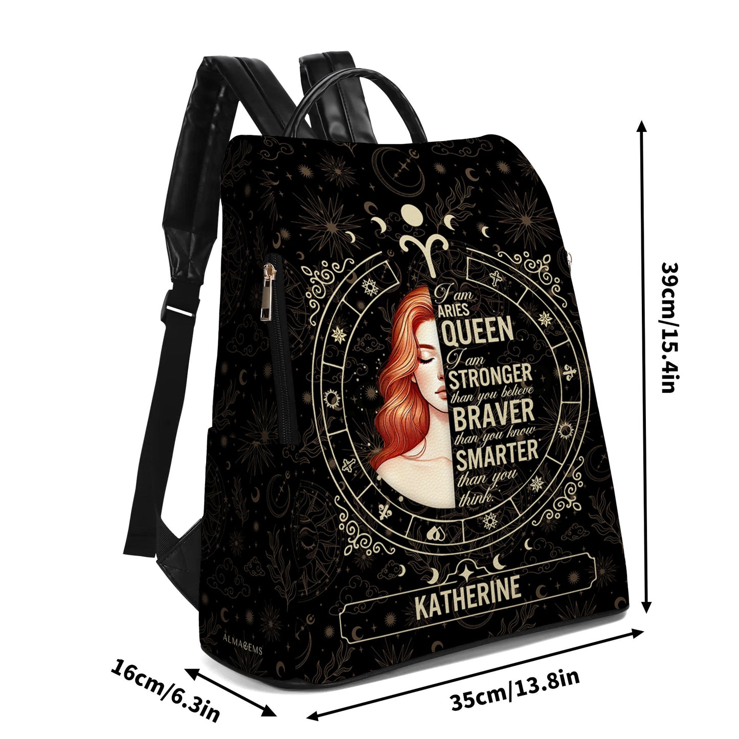 Mochila de cuero personalizada de la Reina del Zodíaco - DG048_BP