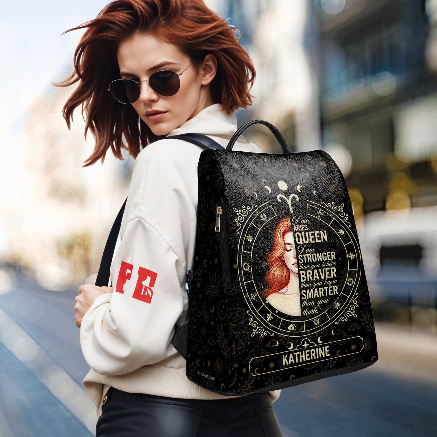 Mochila de cuero personalizada de la Reina del Zodíaco - DG048_BP