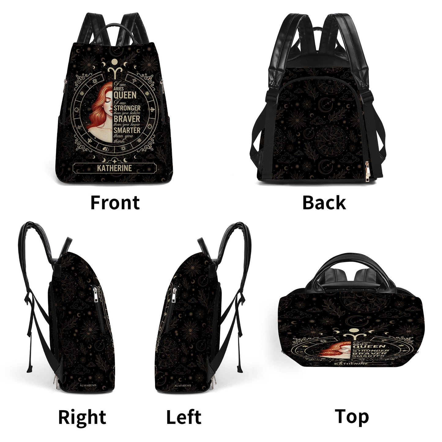 Mochila de cuero personalizada de la Reina del Zodíaco - DG048_BP