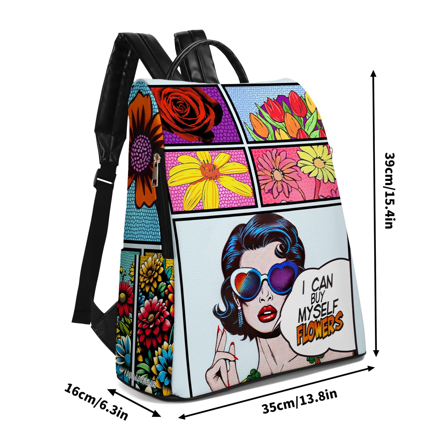 Je peux m'acheter des fleurs - Sac à dos en cuir personnalisé - DG049_BP
