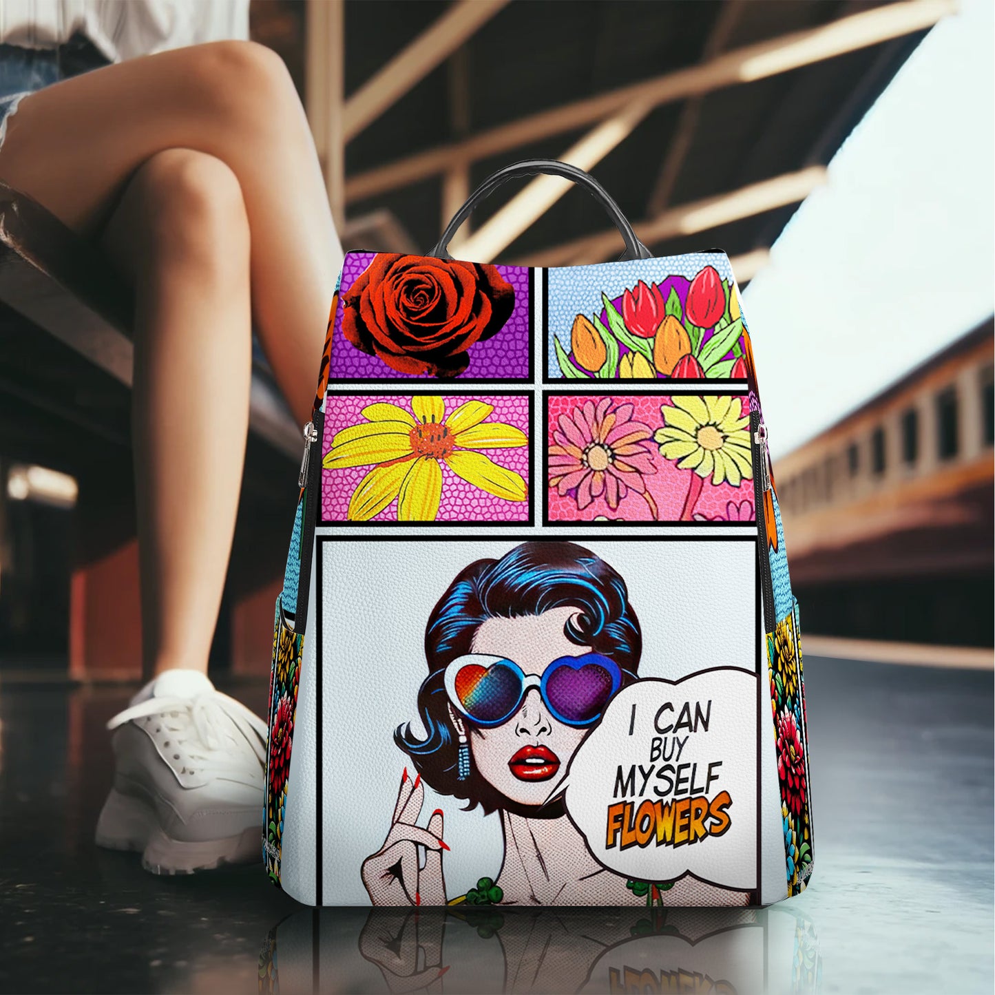 Je peux m'acheter des fleurs - Sac à dos en cuir personnalisé - DG049_BP