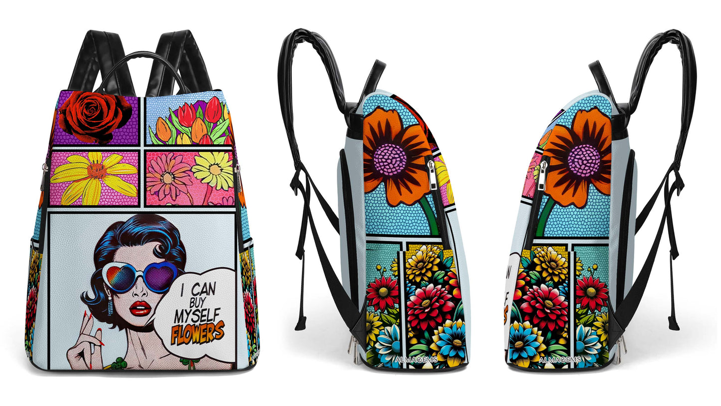 Je peux m'acheter des fleurs - Sac à dos en cuir personnalisé - DG049_BP