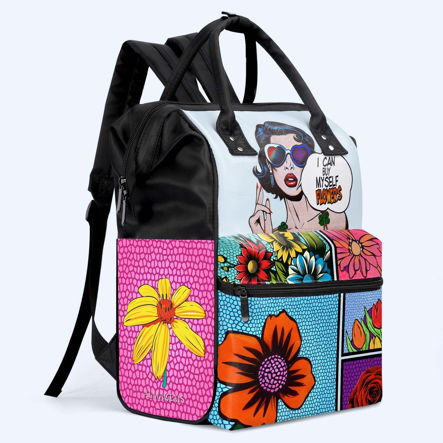 Je peux m'acheter des fleurs - Sac à dos de voyage personnalisé en forme de bec de canard - DG049_DKB