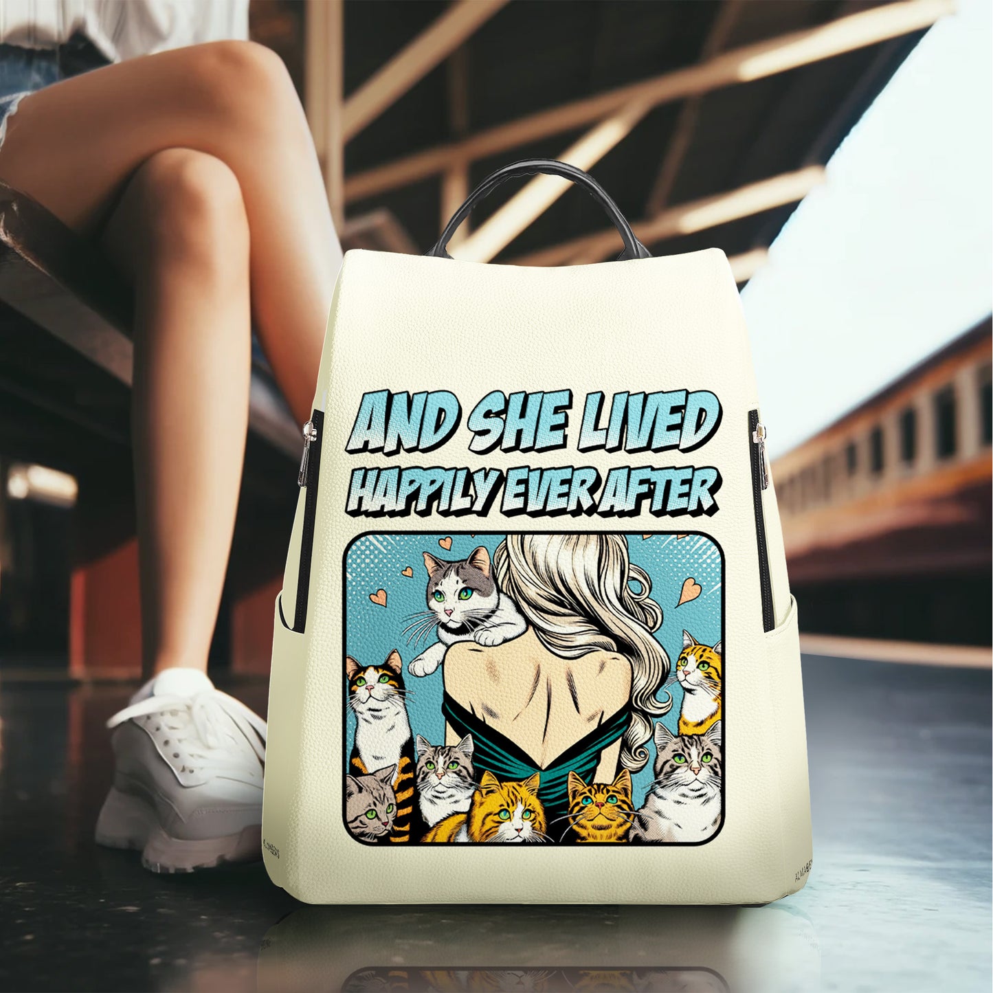 Et elle vécut heureuse pour toujours - Sac à dos en cuir personnalisé - DG057_BP