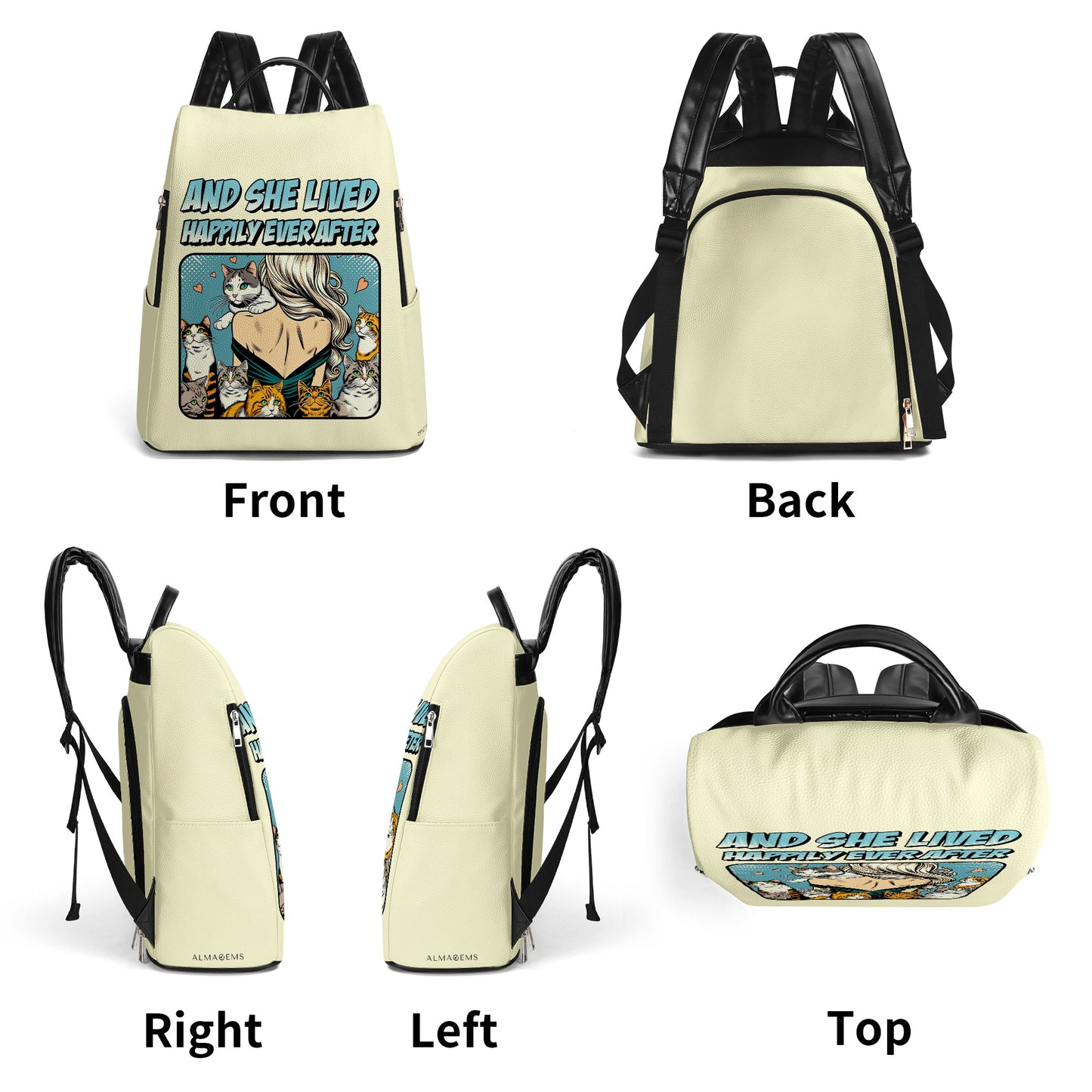 Et elle vécut heureuse pour toujours - Sac à dos en cuir personnalisé - DG057_BP