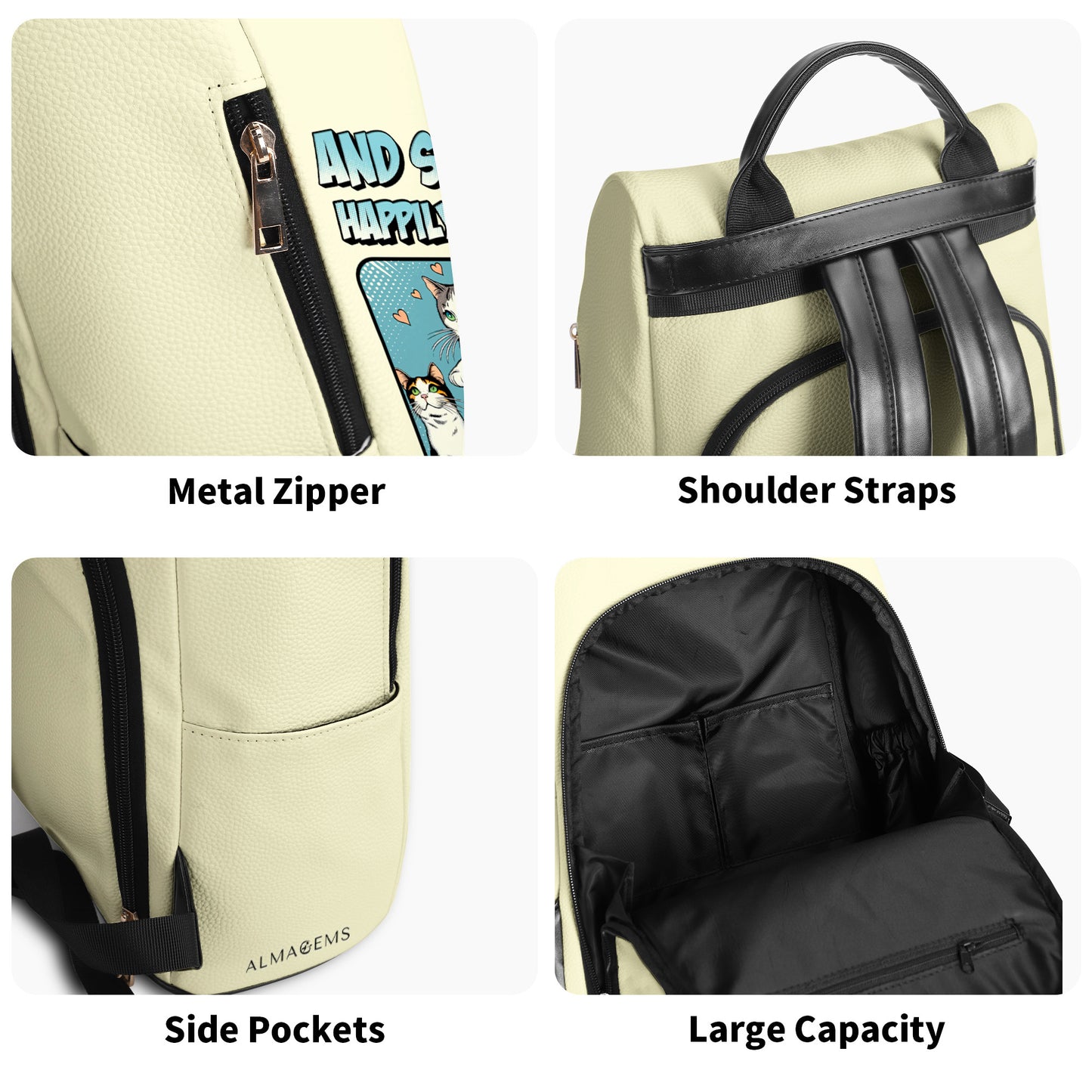 Et elle vécut heureuse pour toujours - Sac à dos en cuir personnalisé - DG057_BP