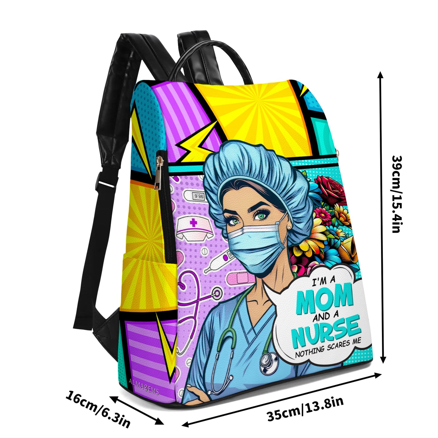 Je suis maman et infirmière - Sac à dos en cuir personnalisé - DG058_BP