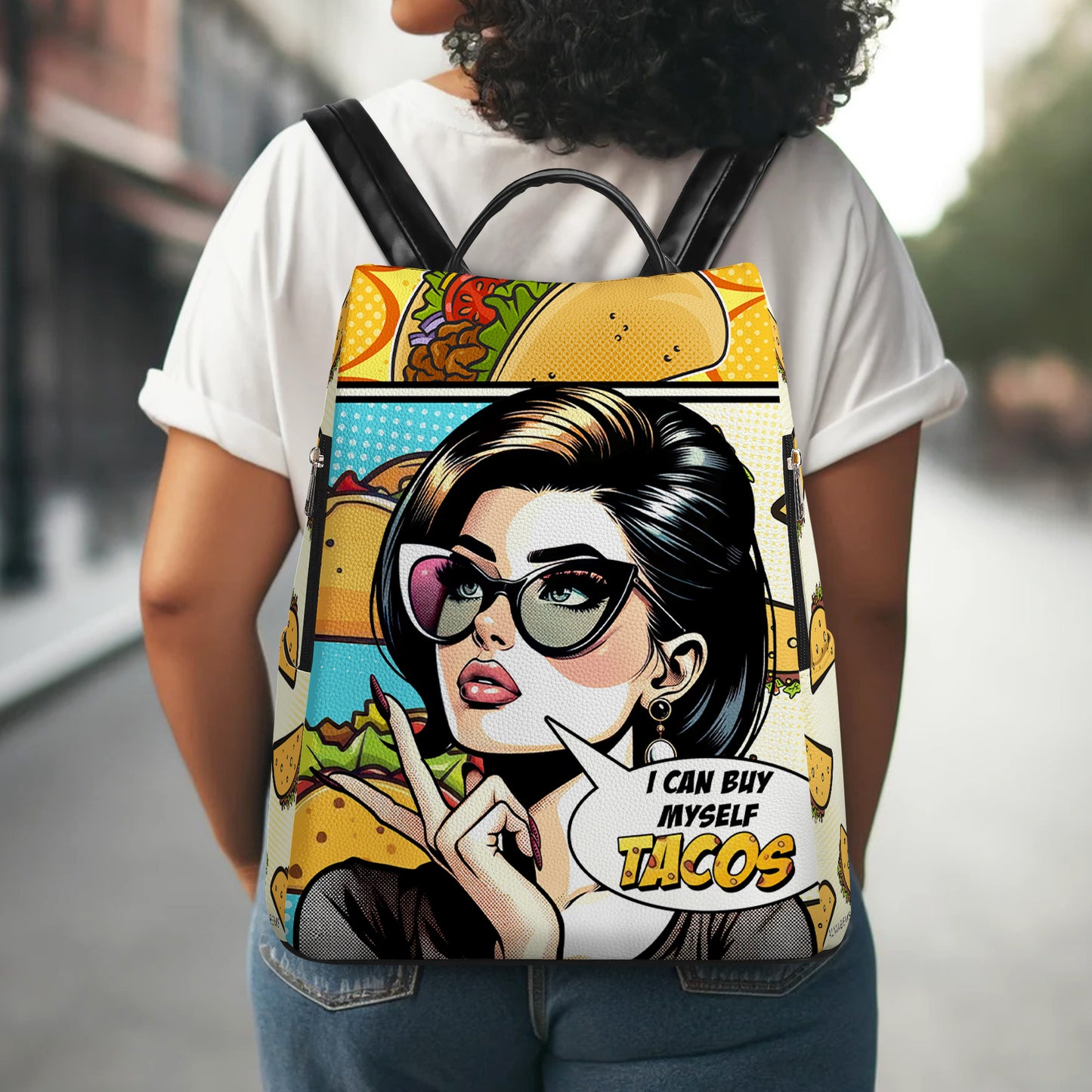 Puedo comprarme tacos - Mochila de cuero personalizada - DG061_BP