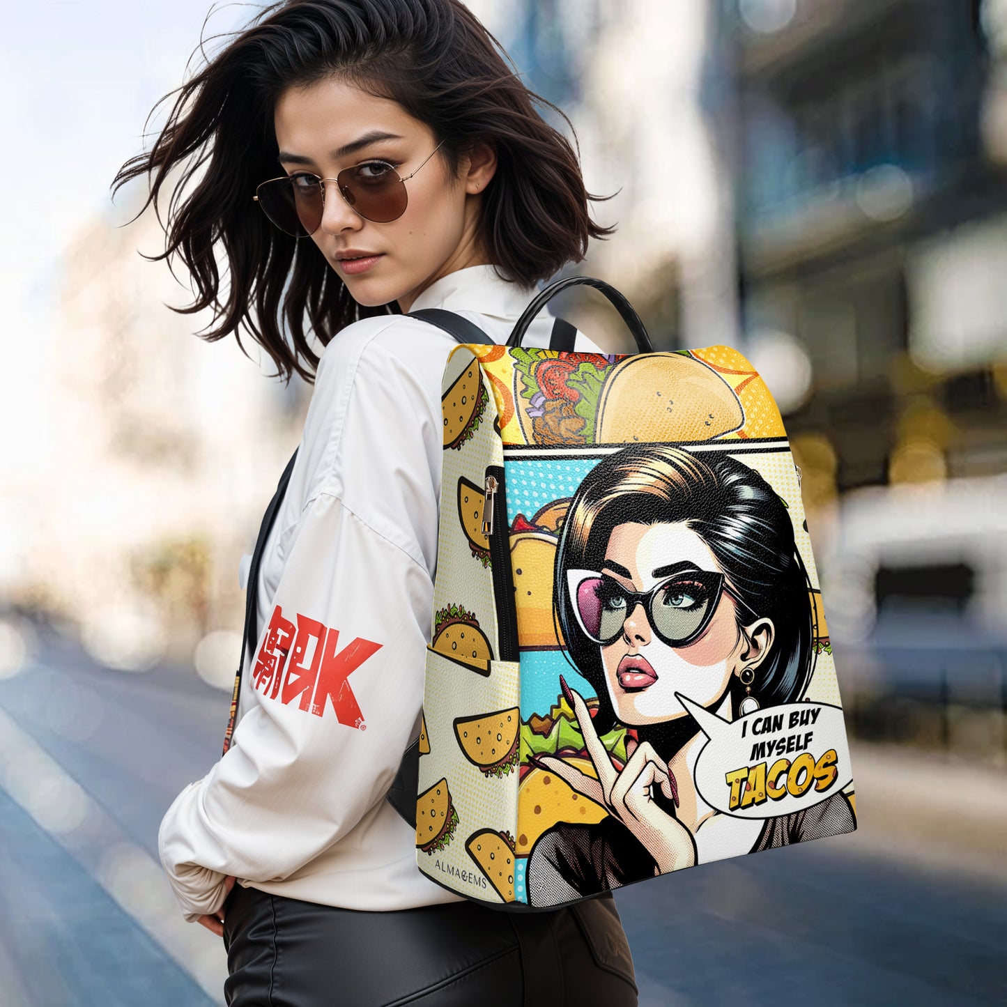Puedo comprarme tacos - Mochila de cuero personalizada - DG061_BP