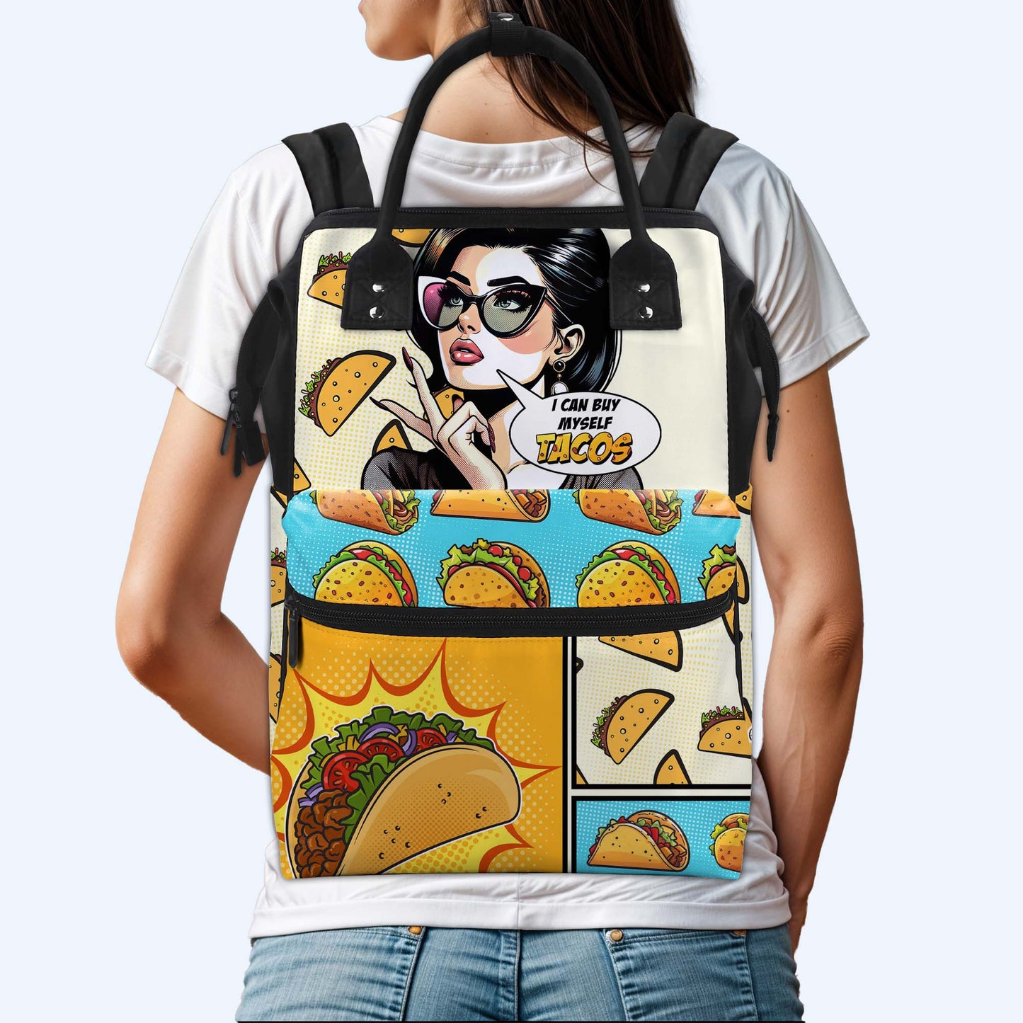 Je peux m'acheter des tacos - Sac à dos de voyage personnalisé en forme de bec de canard - DG061_DKB