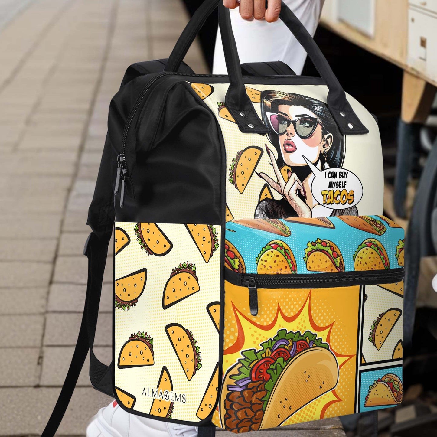 Je peux m'acheter des tacos - Sac à dos de voyage personnalisé en forme de bec de canard - DG061_DKB