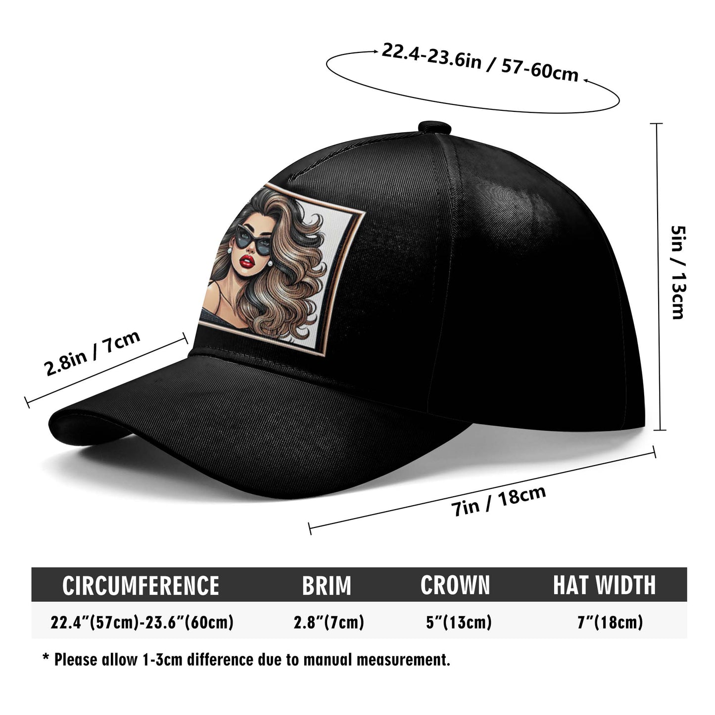 Personnalisez votre casquette avec un texte et des illustrations personnalisés - Casquette de baseball personnalisée, imprimée sur toute la surface - DG064_BAC