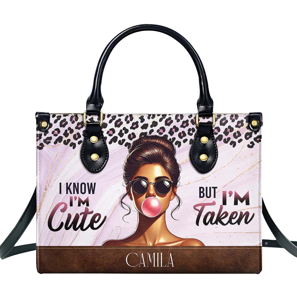 Je sais, je suis mignon mais je suis pris - Sac à main en cuir personnalisé - DG073_HB
