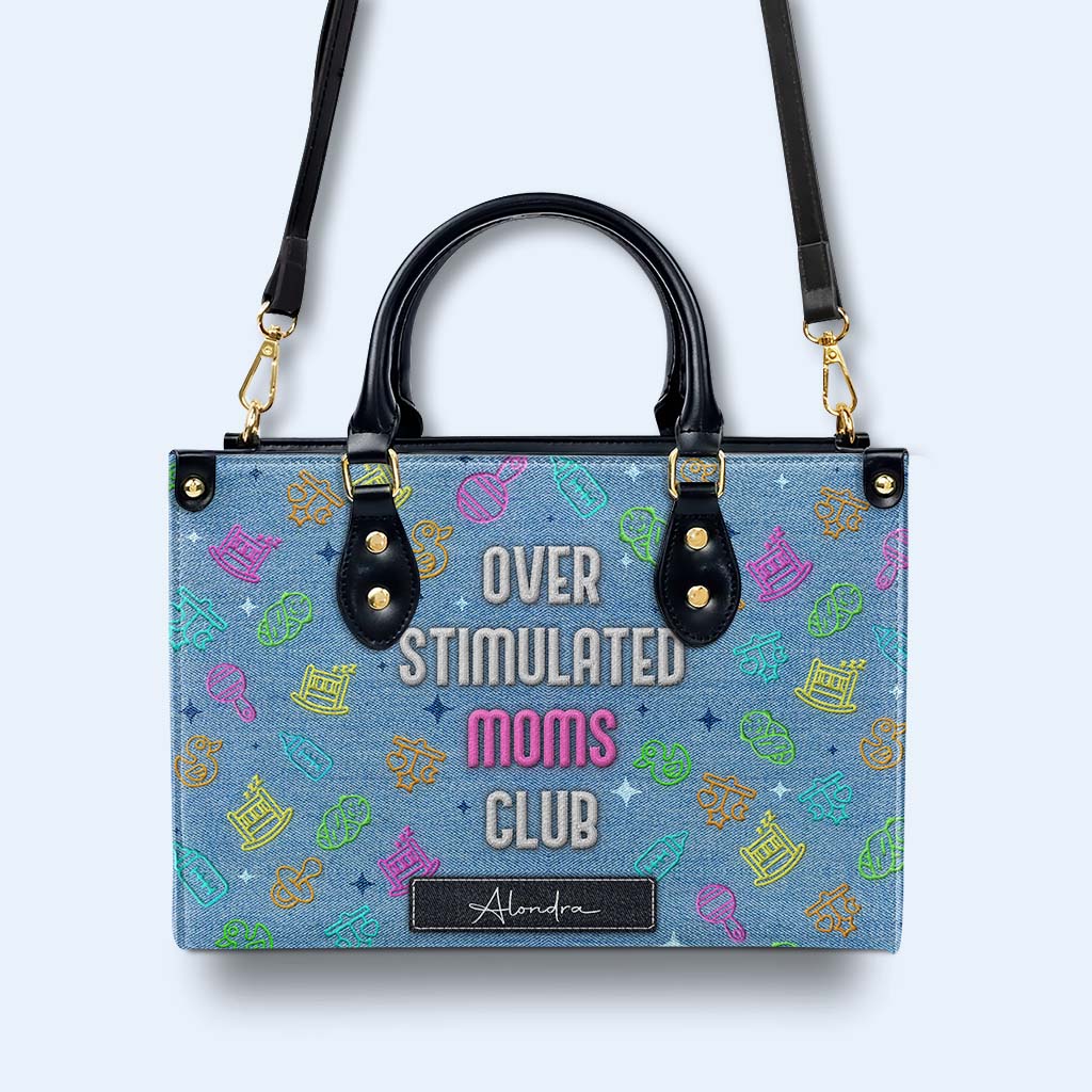 Club des mamans surstimulées - Sac à main en cuir personnalisé - DG075_HB