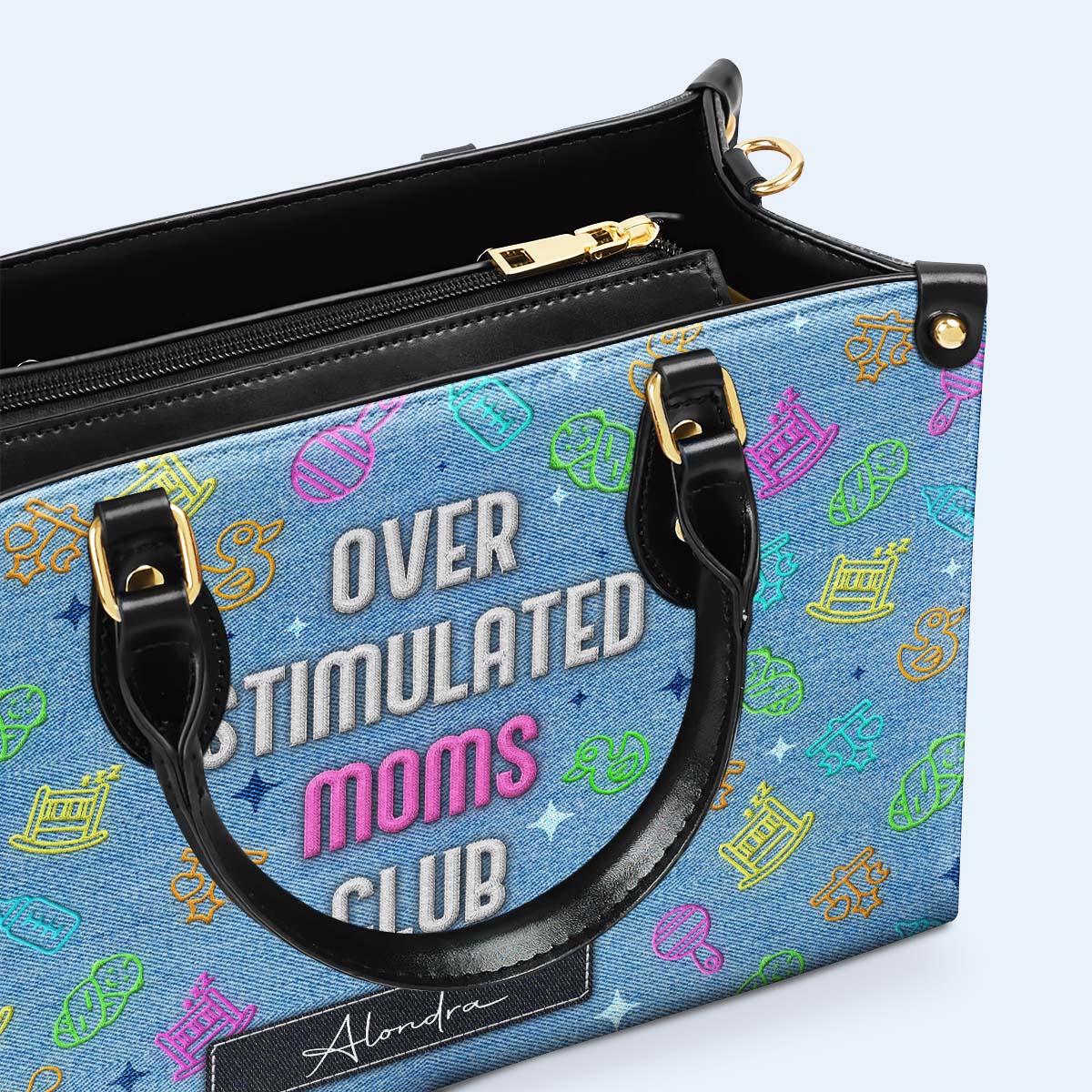 Club des mamans surstimulées - Sac à main en cuir personnalisé - DG075_HB