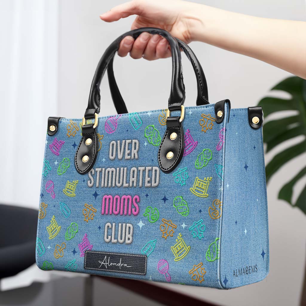 Club des mamans surstimulées - Sac à main en cuir personnalisé - DG075_HB